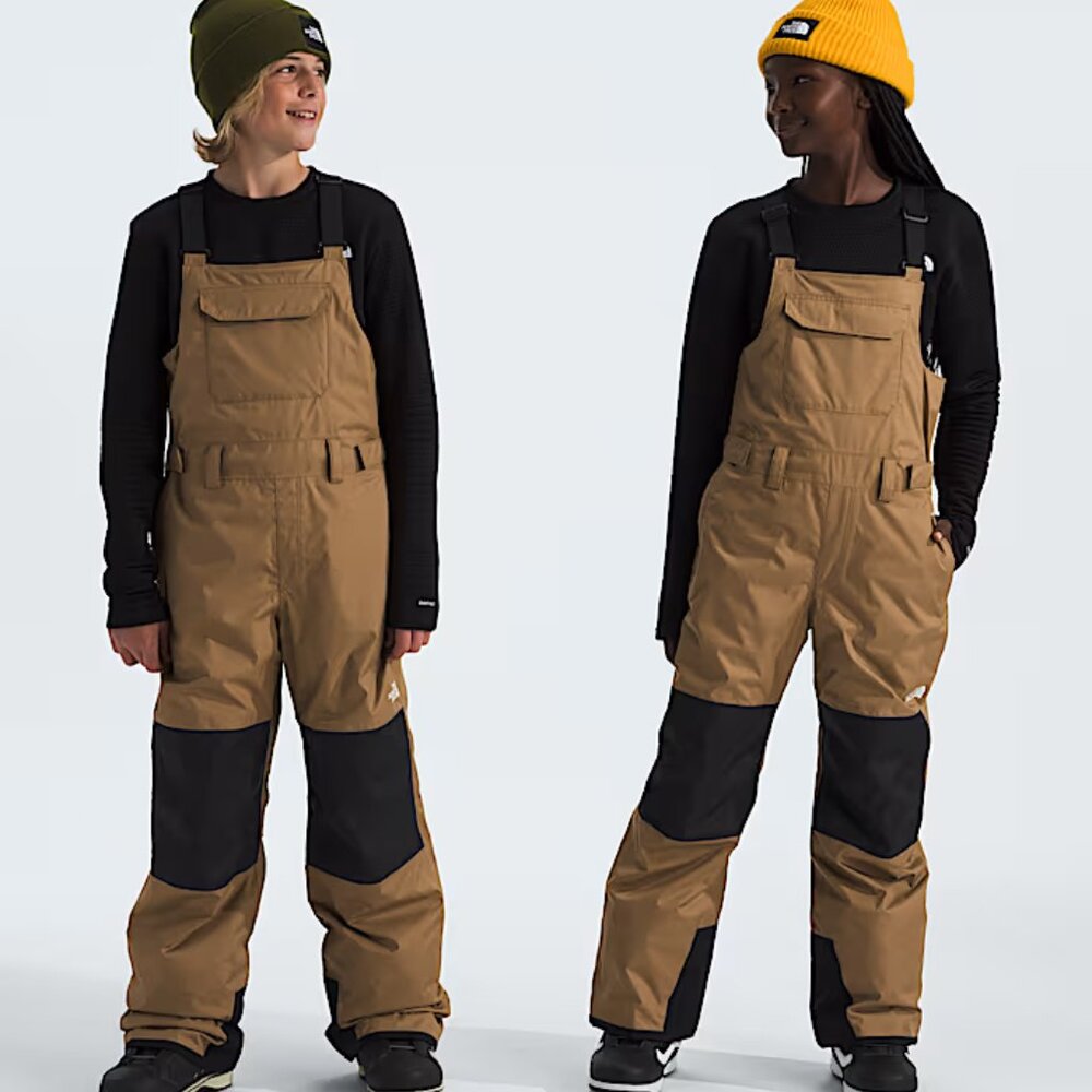 NWT The North Face Teen Insulated Bib Overalls Medium Brown Outerwear
